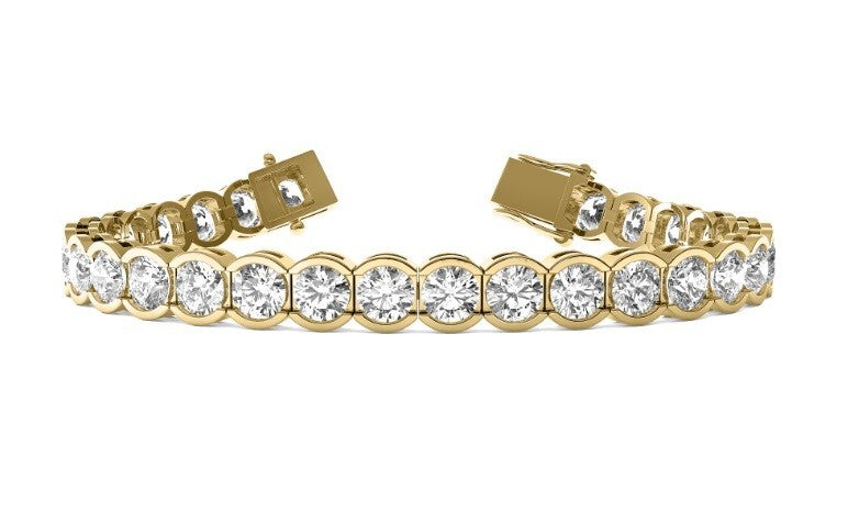 3.65 Ct D VS Semi Bezel Round Diamond 7" Tennis Bracelet 14k Gold Lab Grown
