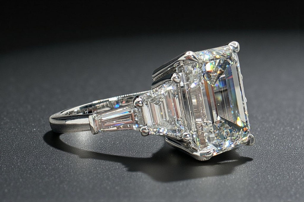 4.80 Carat E VS1 Platinum Emerald Cut IGI Certified Lab Grown Diamond Ring GIA