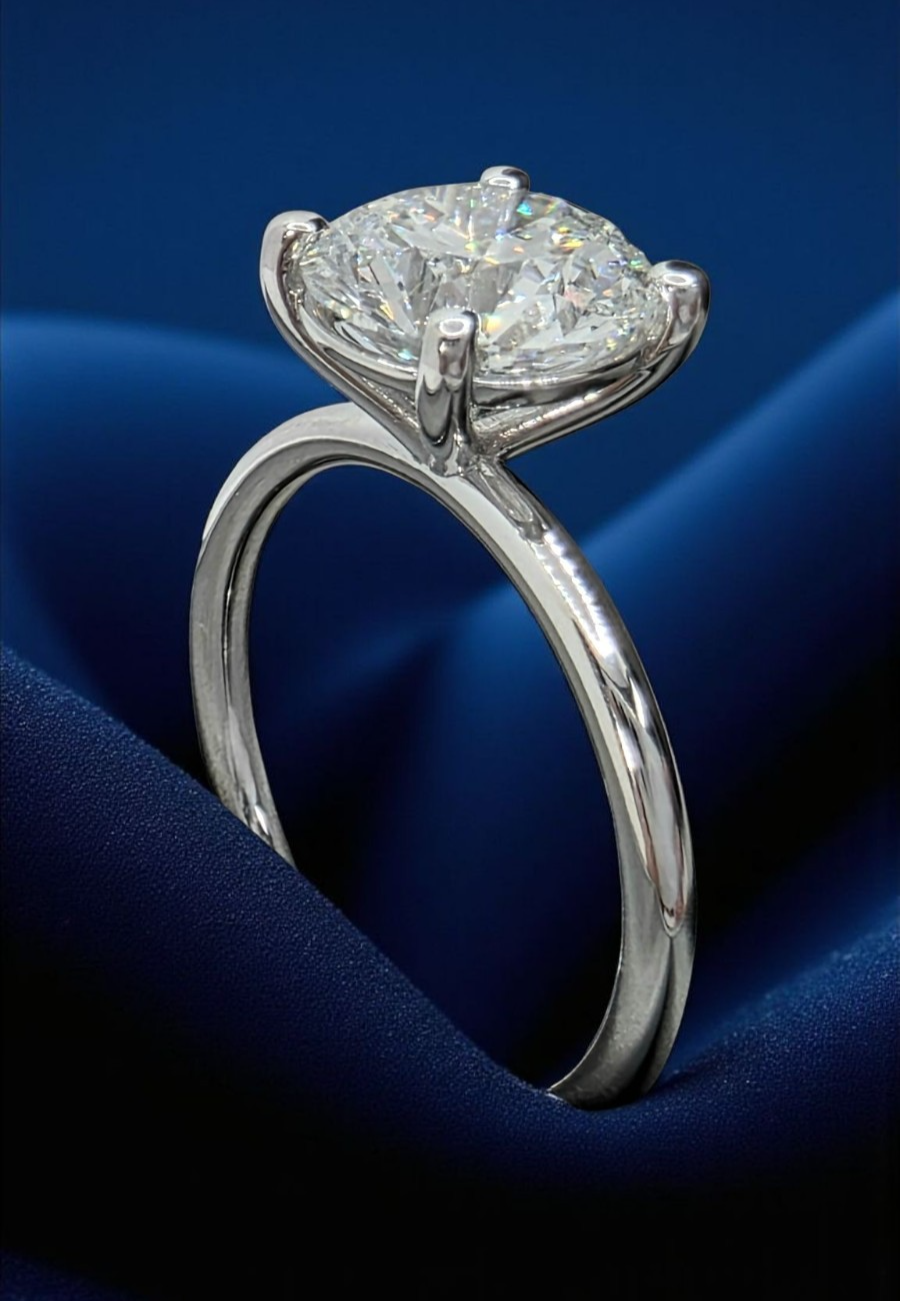 2.00 Ct F VS2 Round Lab Grown Diamond Engagement Ring 14k White Gold IGI Cert