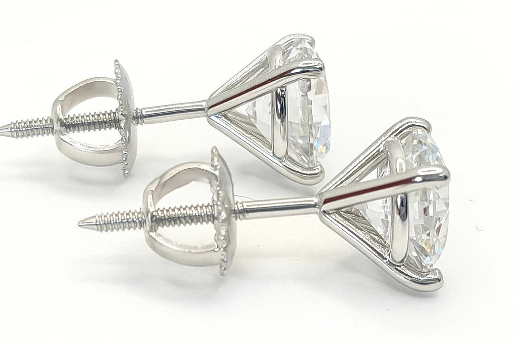 IGI Certified 2.00Ct F/VS1 Lab Grown Diamond Stud Earrings 14K WHITE Gold Screw