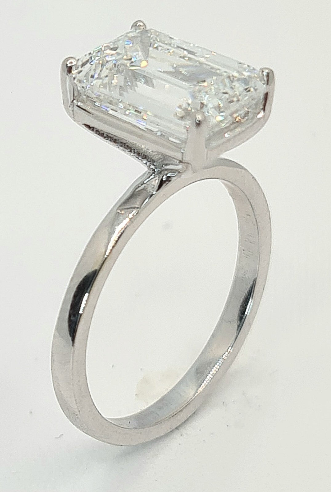3.00 Carat E VS1 Platinum Emerald Cut Lab Grown Diamond Ring IGI Certified