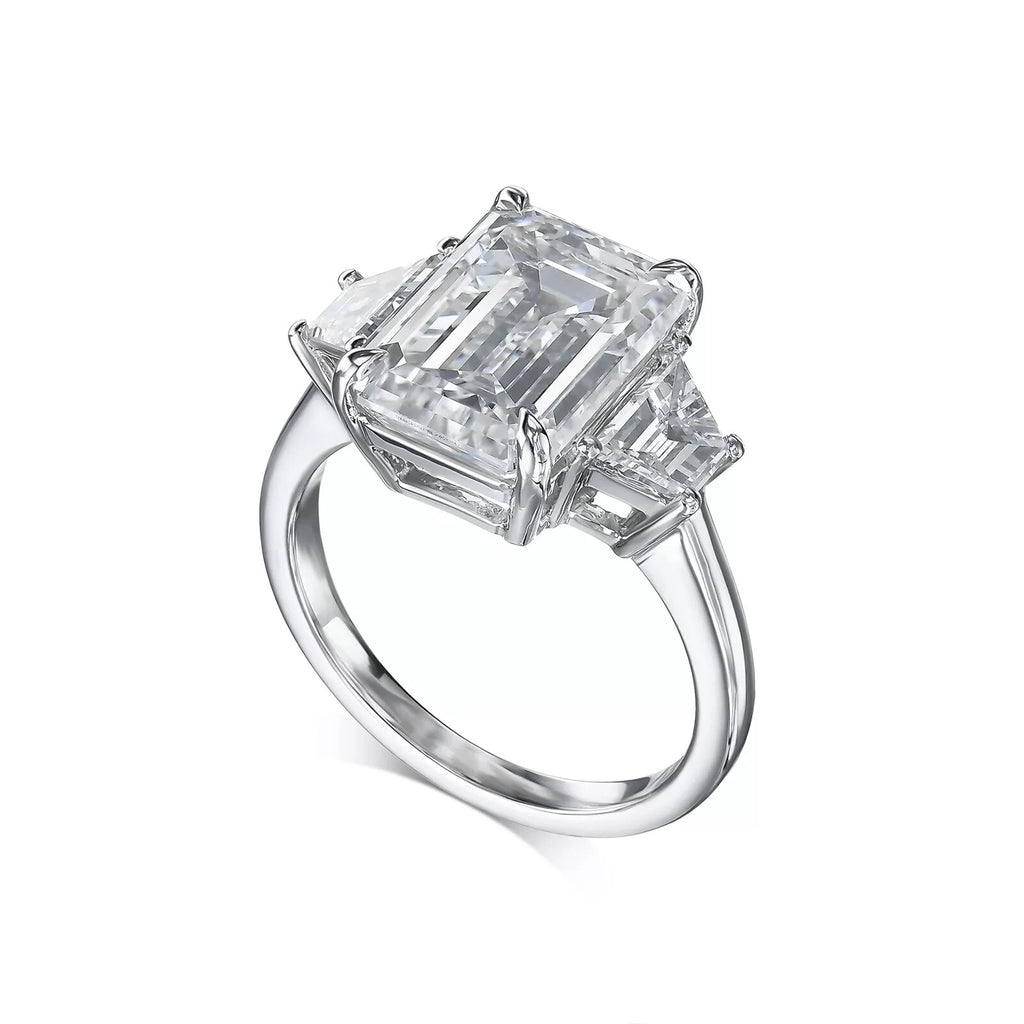 4.75 Ct  Emerald Cut E VVS2 Lab Grown Diamond Ring 18k White IGI Certified