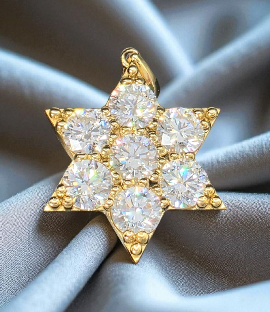 5 Ct Star of David Pendant 14kt Gold Without Chain Lab Grown Diamonds 10 Grams