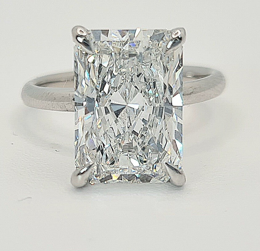 5.00 Carat E VS1 Platinum Radiant Cut Lab Grown Diamond Ring IGI Certified Sz 9