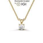 Load image into Gallery viewer, 2.00 Ct D VS1 Round Lab Grown Diamond Pendant 14k Yellow Gold IGI Certified