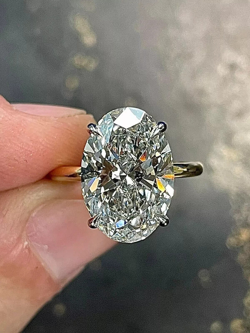 5.20 Ct G VS1 Oval Solitaire Yellow Gold Lab Grown Diamond Ring IGI Certified