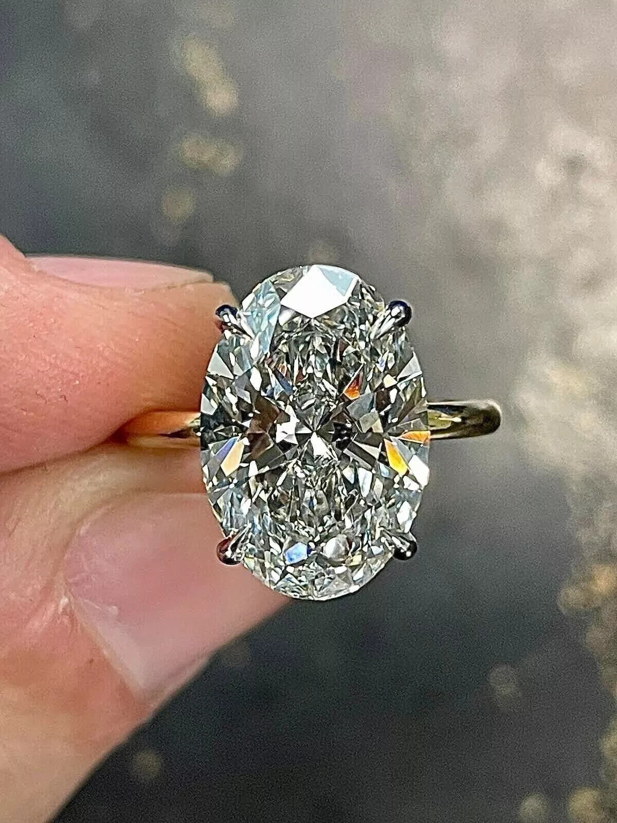 5.20 Ct G VS1 Oval Solitaire Yellow Gold Lab Grown Diamond Ring IGI Certified