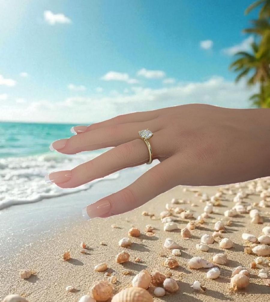 2.00 Ct D VS1 Round Solitaire Lab Grown Diamond Ring 14k Yellow IGI Certified