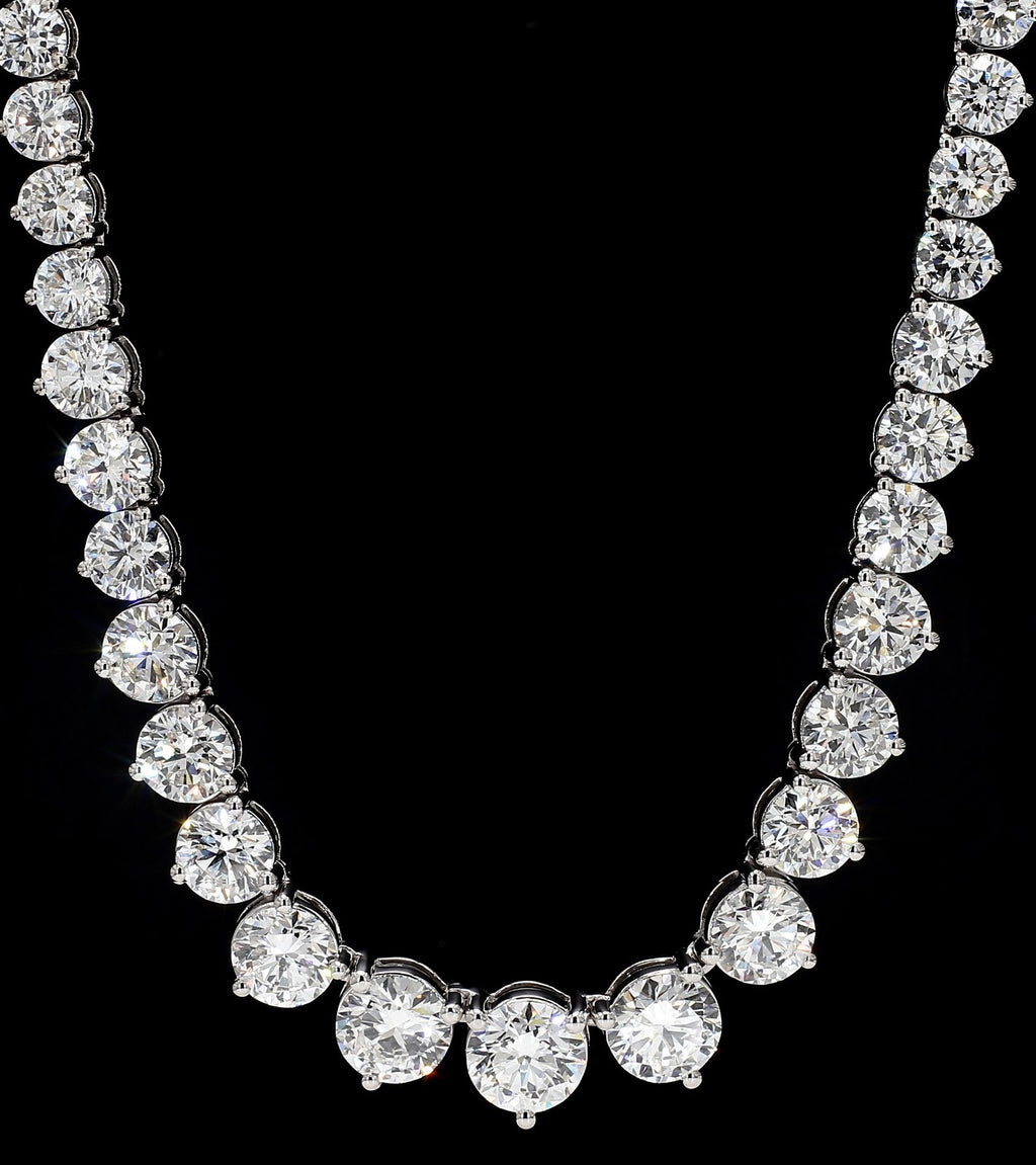 5.75 Ct Lab Grown D VS Diamond Set Women Tennis Necklace In 14k Gold 17''