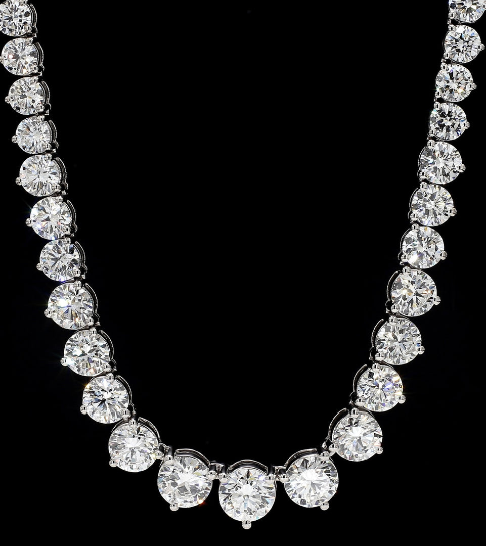 5.75 Ct Lab Grown D VS Diamond Set Women Tennis Necklace In 14k Gold 17''