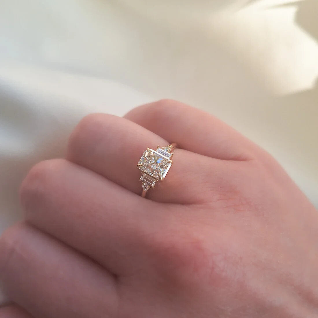 2.30 Ct Radiant D VS1 14k White Gold Lab Grown Diamond Ring IGI Certified