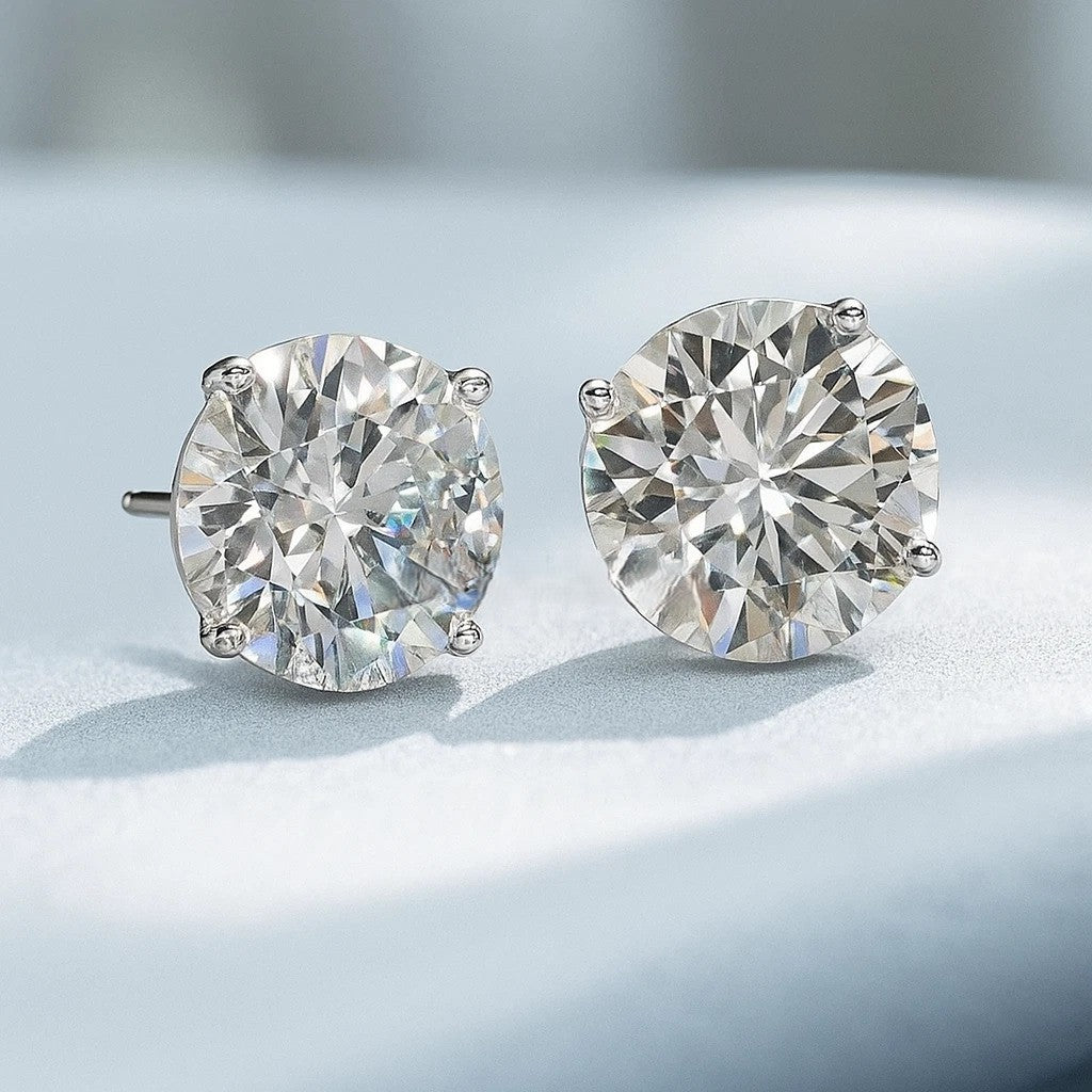 8.00Ct F /VS2 Round IGI Lab Grown Martini Diamond Studs Earrings 14K White Gold