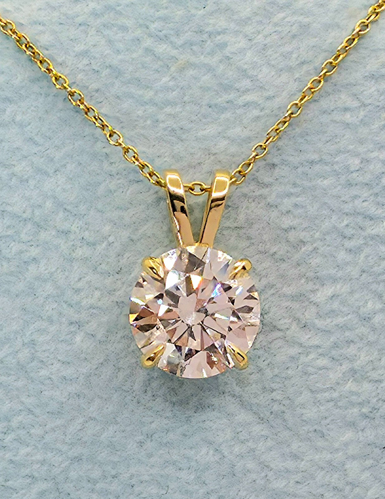 3.00 Ct F VS1 Lab Grown Diamond Solitaire Pendant 14k with Chain IGI Certified