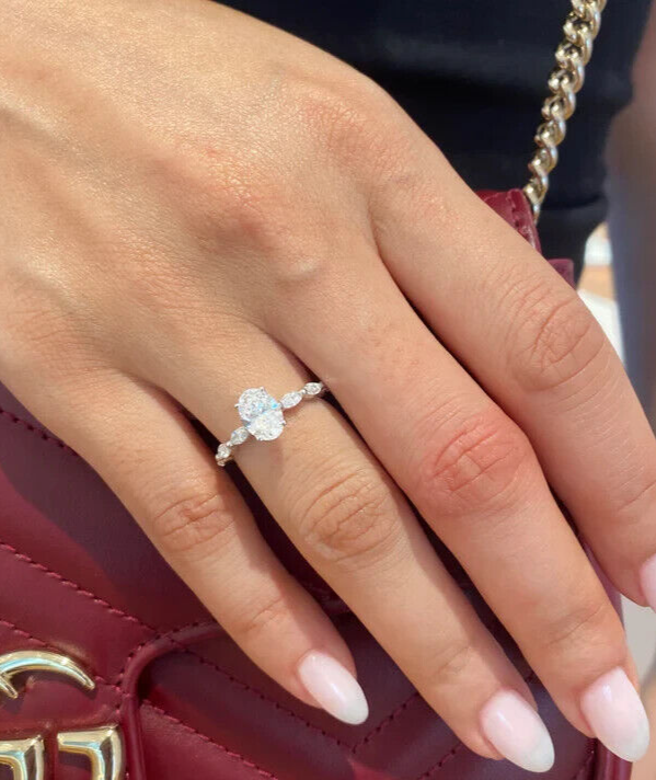 4.75 Ct E VS1 Lab Grown Diamond Engagement Ring IGI Certified 14k White W/ Band