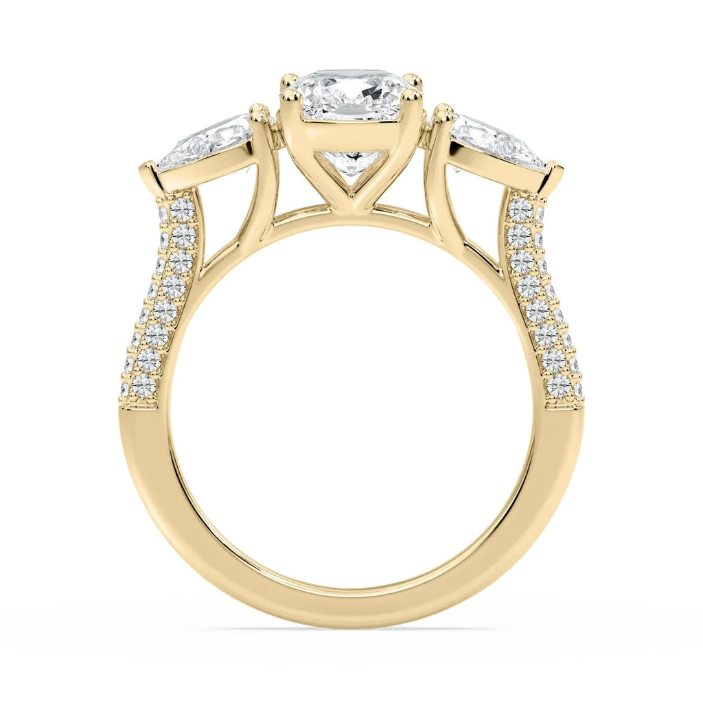 4.18 Ct E VS1 Cushion Lab Grown Diamond Ring 14k Yellow Gold IGI Certified