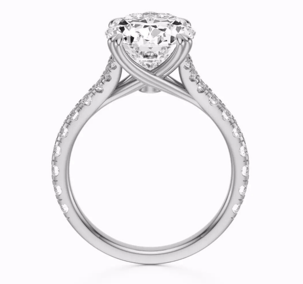 3.40 Ct E VS1 Oval Lab Grown Diamond Engagement Ring 14k White IGI Certified