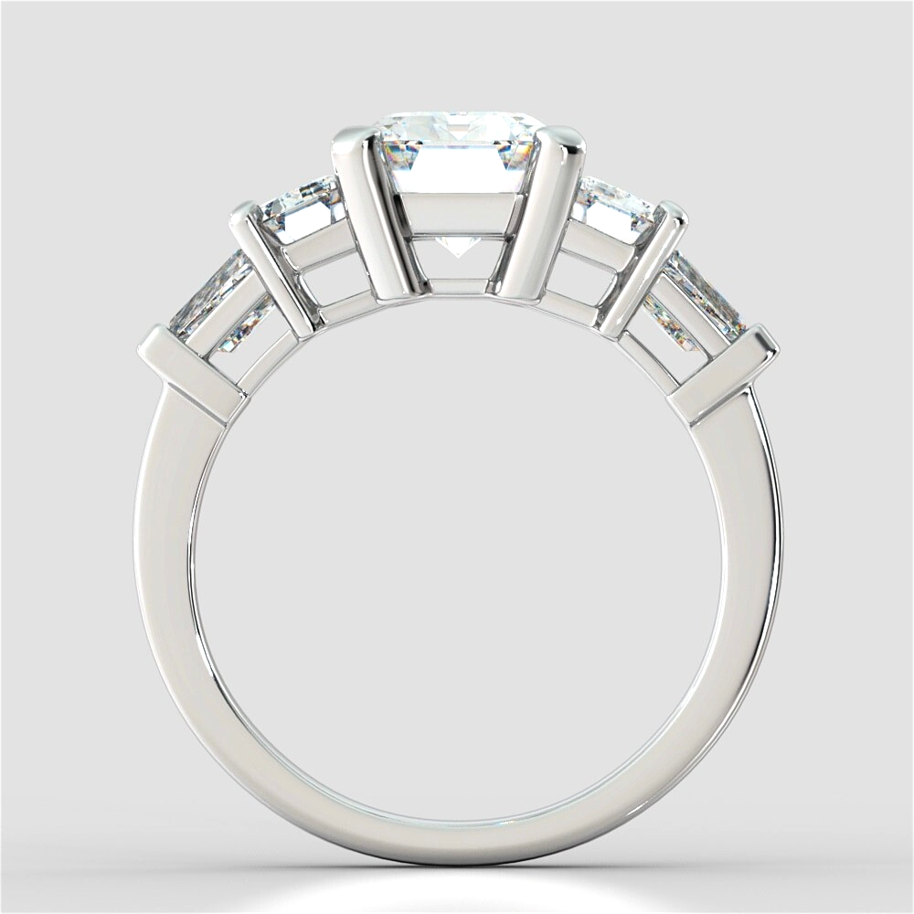 2.30 Ct Lab Grown Emerald Cut Diamond 5 Stone Ring IGI Certified GIA Authentic