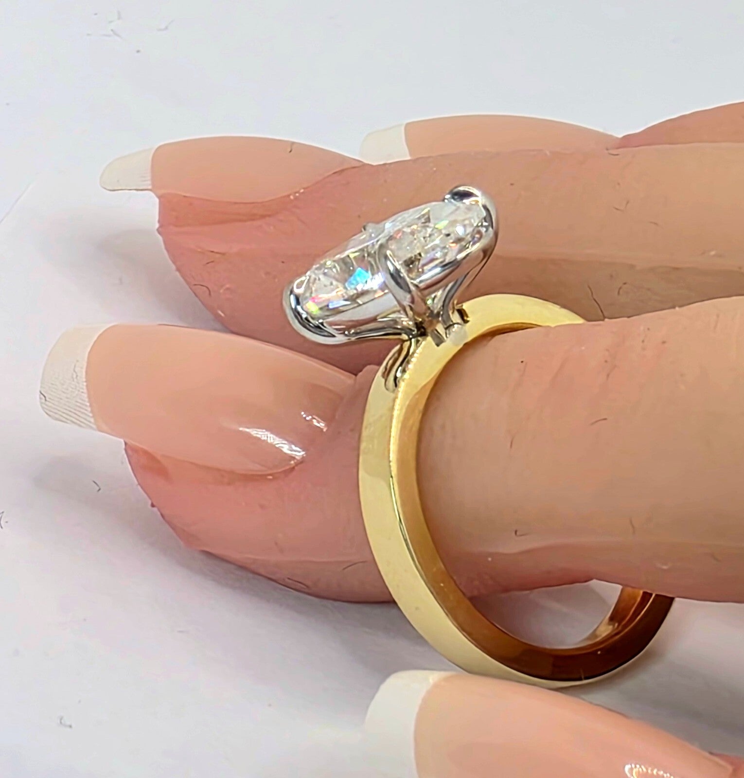 3.00 Ct D VS1 Round Solitaire Oval Lab Grown Diamond Ring IGI Certified 18k