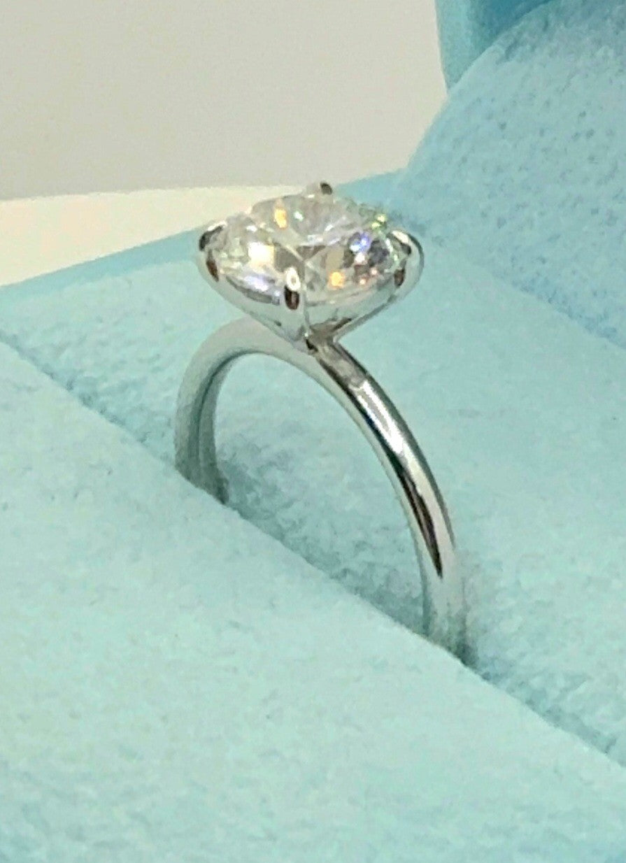 2.00 Ct D VS1 Round Lab Grown Diamond Engagement Ring 14k White Gold IGI Cert