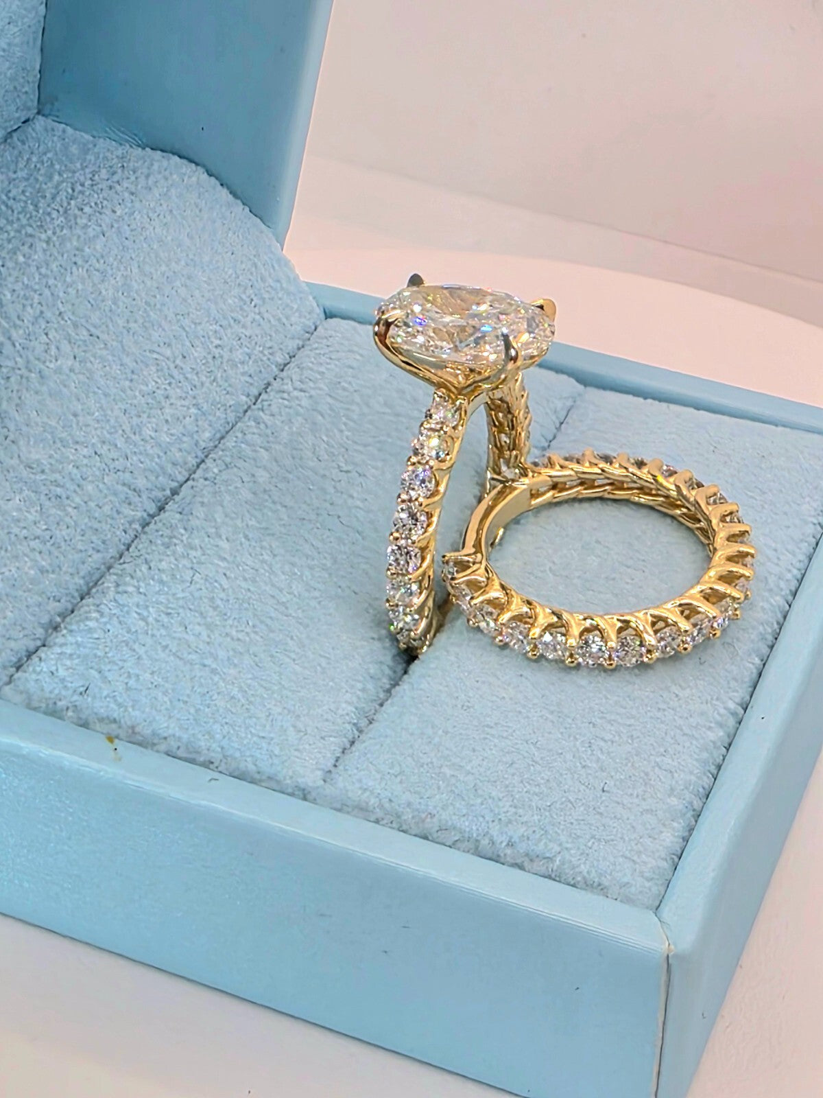 6.68 Ct E VS1 Lab Grown Diamond Engagement Ring With Band IGI Certified Diamond