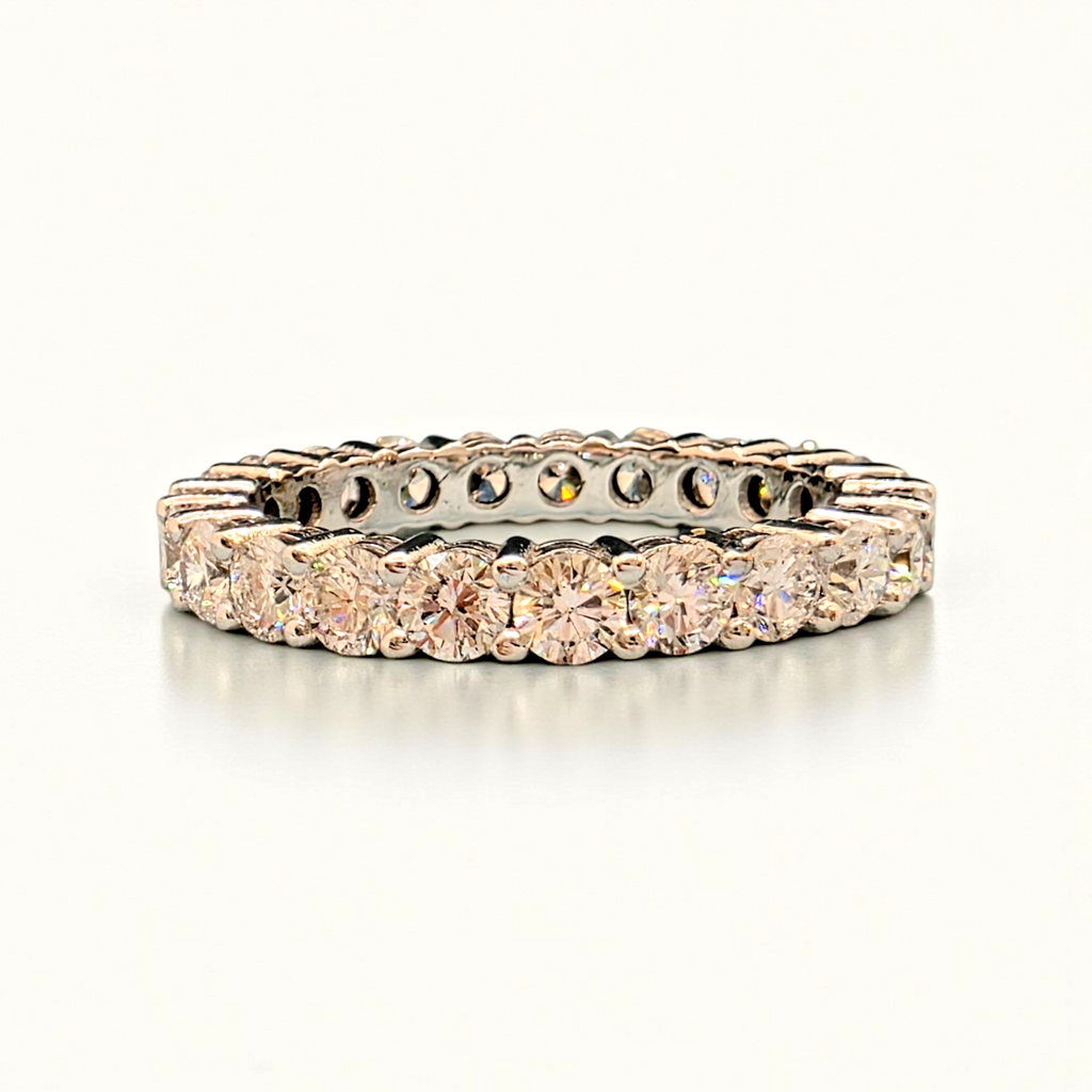 2.5 Ct Round Lab Grown Diamond Eternity Band Ring 14k D-E VS GIA Authenticated