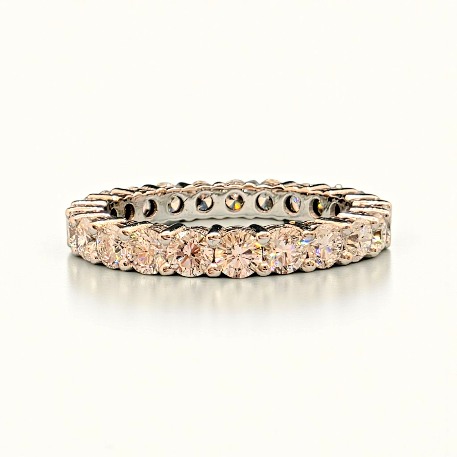 2.5 Ct Round Lab Grown Diamond Eternity Band Ring 14k D-E VS GIA Authenticated