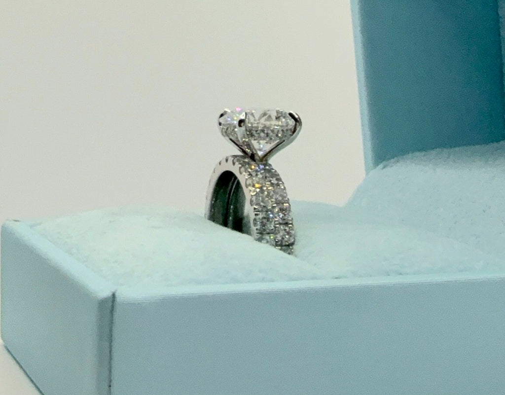 6.07 Ct E VVS2 Lab Grown Platinum Diamond Engagement Ring With Matching Band