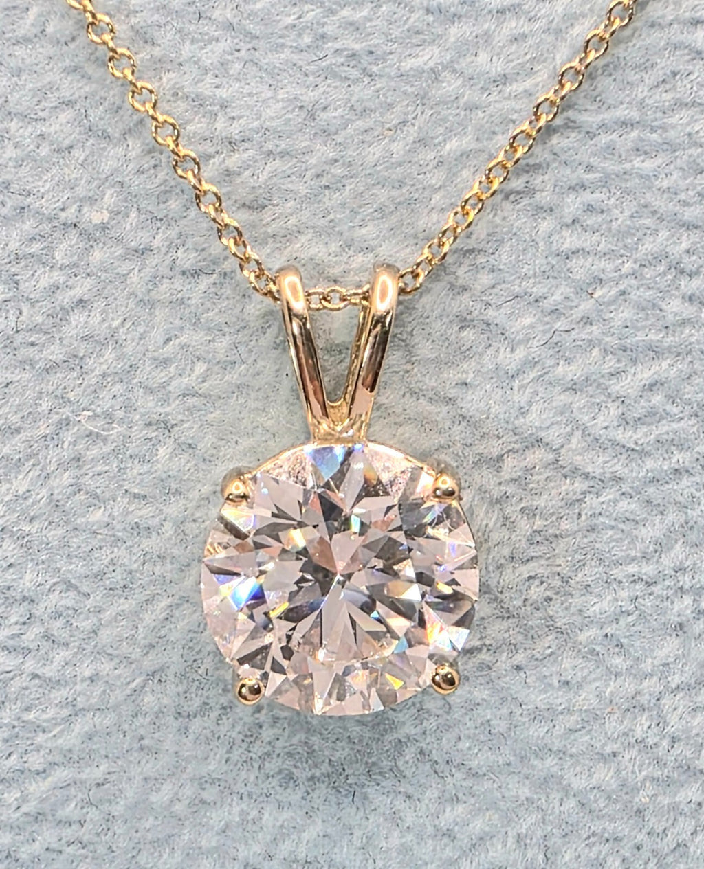 4.00 Ct E VS2 Lab Grown Diamond Solitaire Pendant 14k with Chain IGI Certified