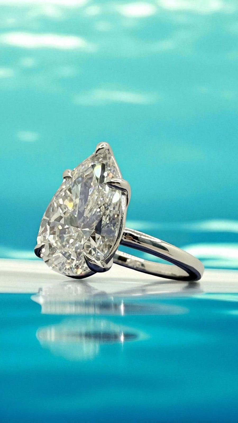 4.00 Ct Pear Shape G VS2 Diamond Ring Lab Grown Diamond IGI Certified 14k White