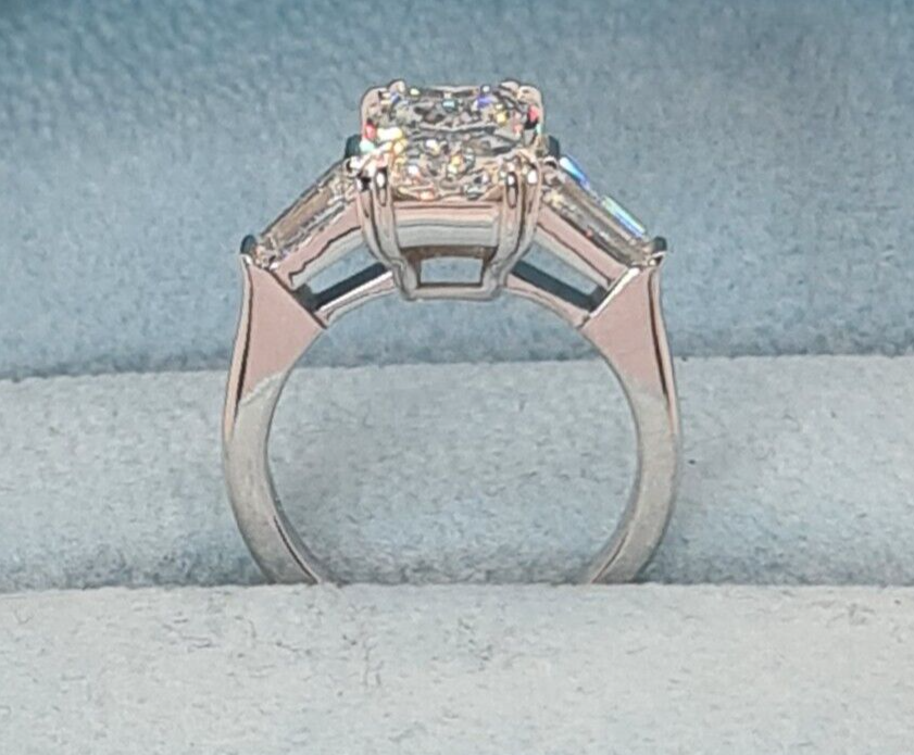 5.70 Ct E VS1 Radiant Lab Grown Diamond Ring IGI Certified 14k White Gold