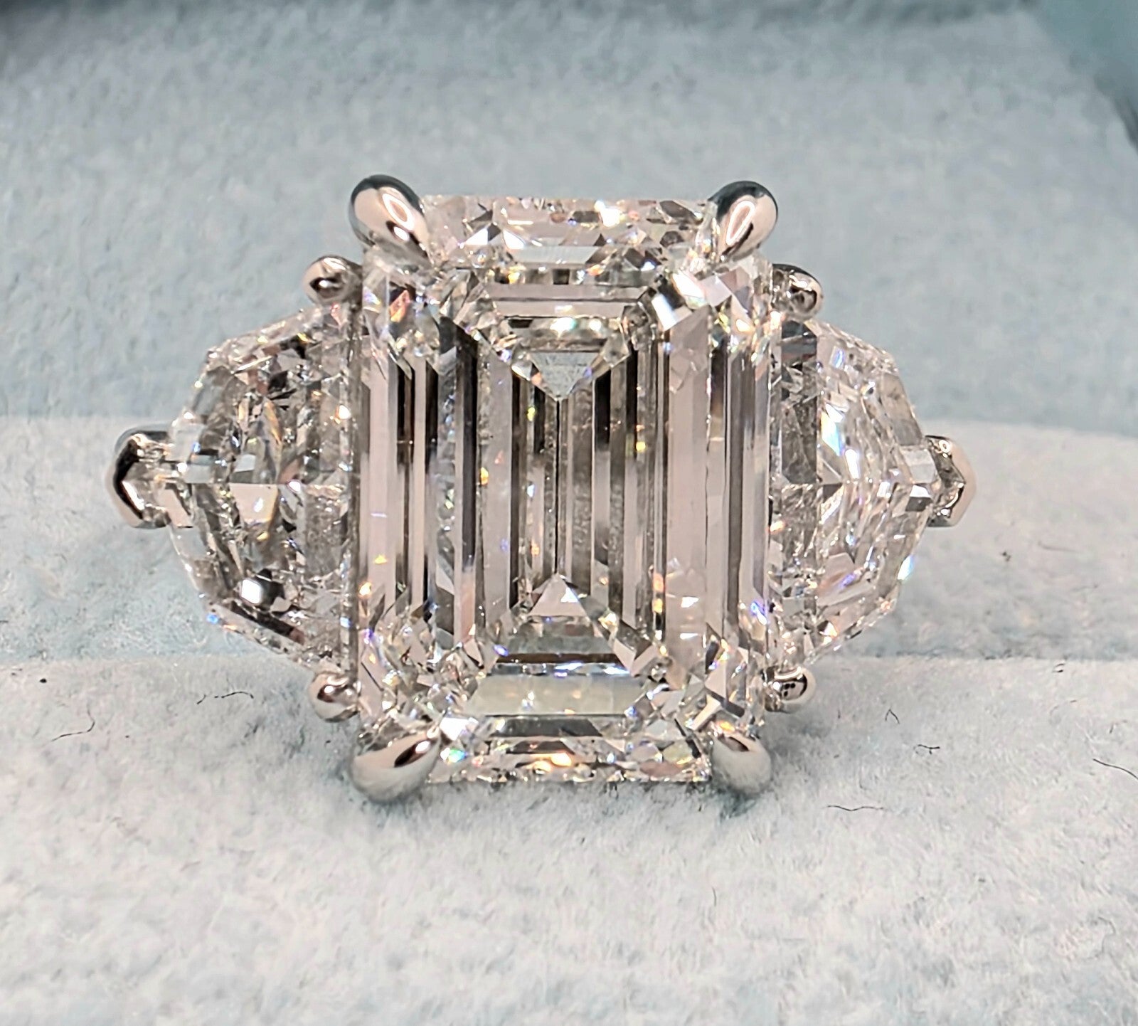 9.21 Ct Emerald Cut F VVS2 Platinum Lab Grown Diamond Ring IGI Certified