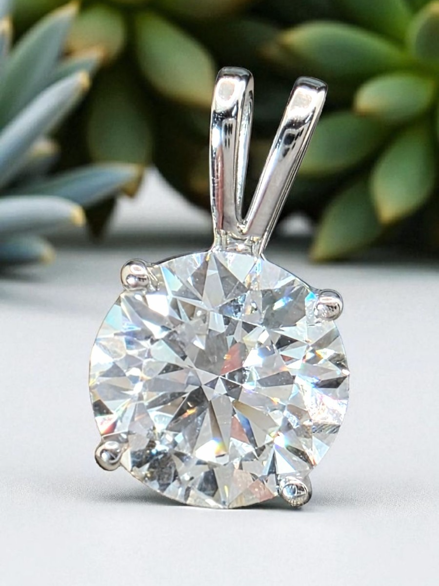 2 Ct D VS1 Round Lab Grown Diamond Pendant 14k White Gold IGI Certified No Chain