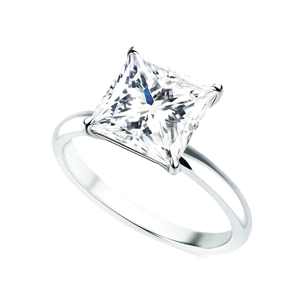 4.00 Carat Princess Diamond Ring Lab Grown Diamond IGI Certified 14k White Gold