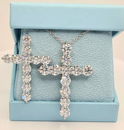 11.00 Ct E VS1 Round Lab Grown Huge Diamond Cross Pendant IGI 14k White Gold