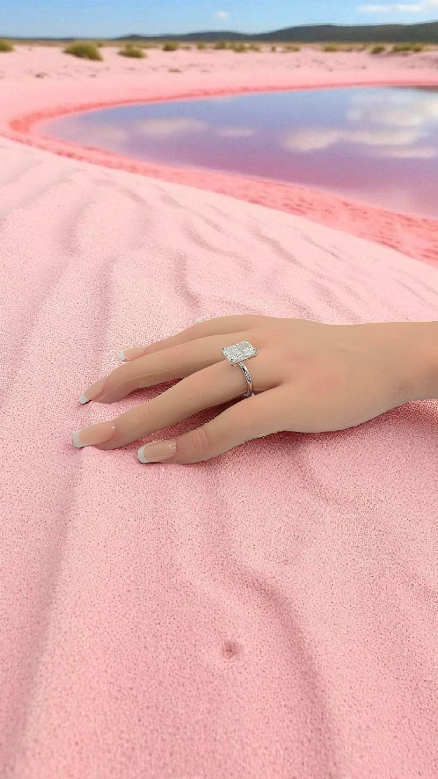 5.00 Carat E VS1 Platinum Radiant Cut Lab Grown Diamond Ring IGI Certified