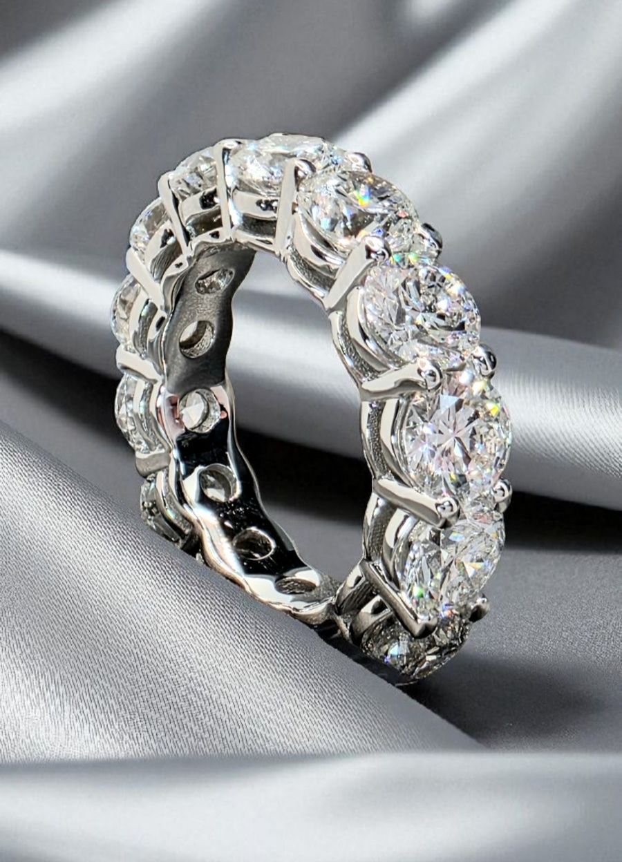 7.00 Ct Round Lab Grown Diamond Eternity Band Ring 14k E VS GIA Authenticated