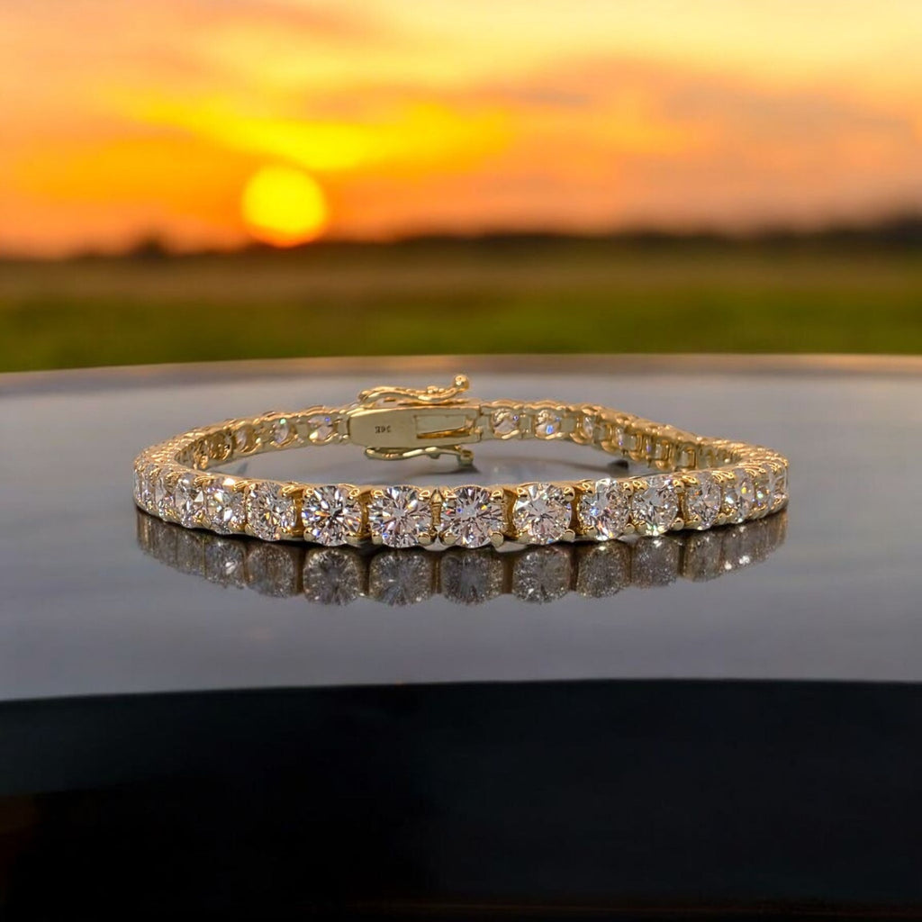 11 Ct TW Round Diamond 7" Tennis Bracelet 14k Yellow Gold Lab Grown Color D VS