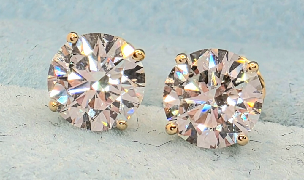 4.00 Ct E VS1 Lab Grown Diamond Basket Studs 14k Yellow Gold IGI Certified Screw