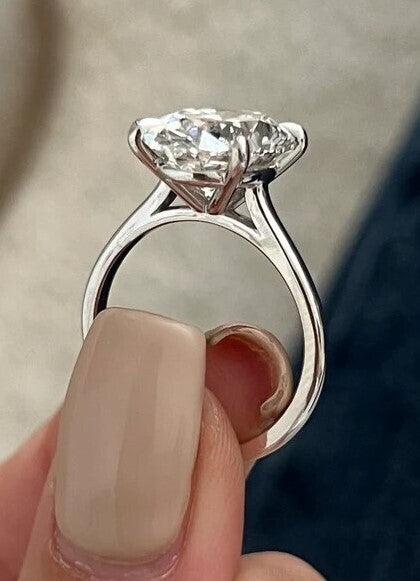 5.01 Ct G VS1 Oval IGI Certified Lab Grown Diamond Ring Set in Platinum