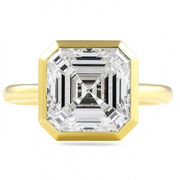 1.00 Asscher Cut Diamond Ring Bezel Set Lab Grown Diamond IGI Certified