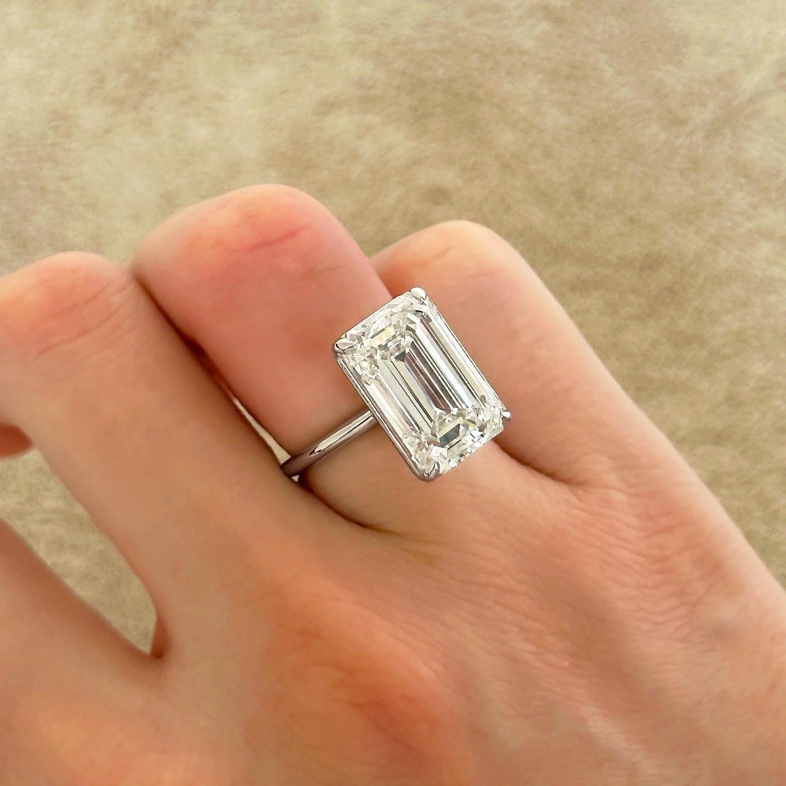 5 Ct IGI Emerald VS1 E Lab Grown Diamond Solitaire Wedding Ring 14k White Gold