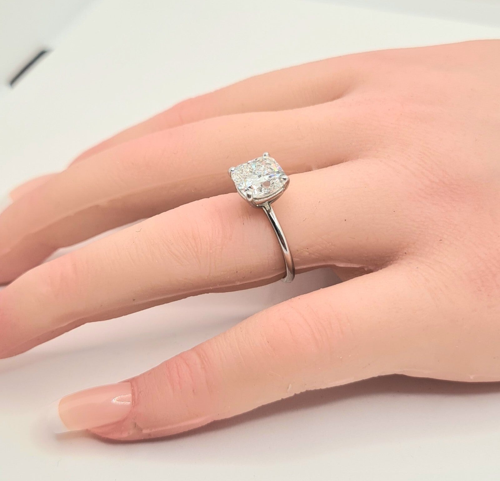 3.00 Carat F VS1 Cushion Diamond Ring Lab Grown Diamond IGI Certified Platinum