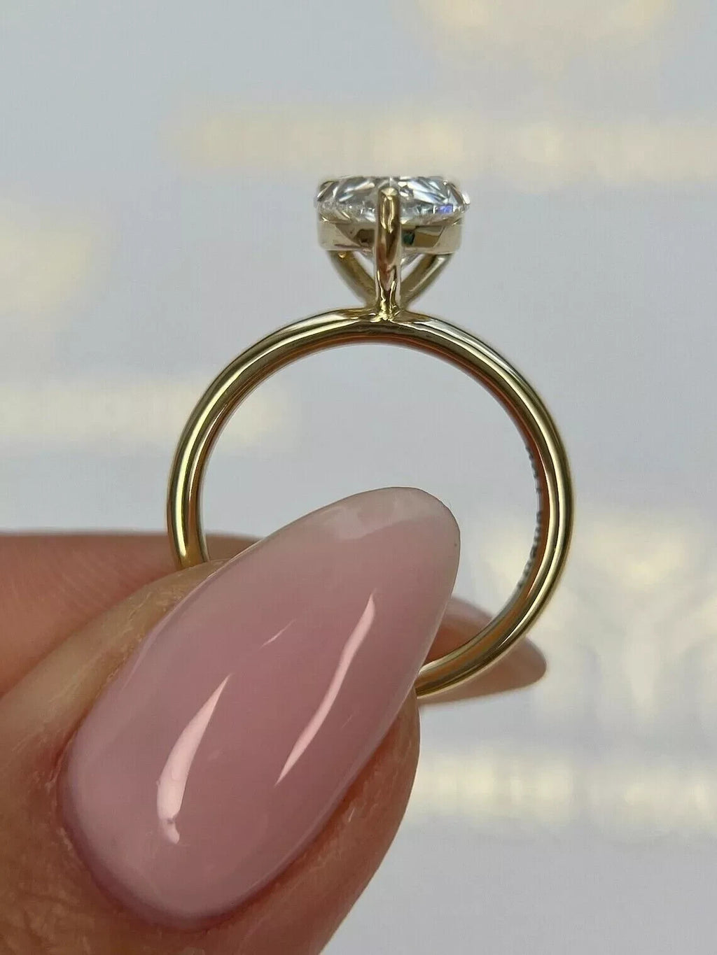 4.00 Ct F VS1 Pear Shaped Lab Grown Diamond Engagement Ring 14k Yellow Gold