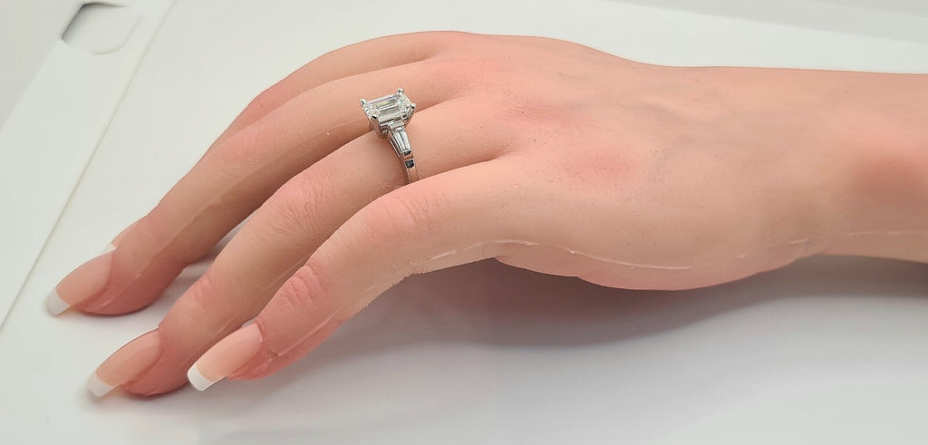 3.30 Ct Lab Grown Emerald Cut Diamond Engagement Ring IGI Certified 14k Sz 6.5
