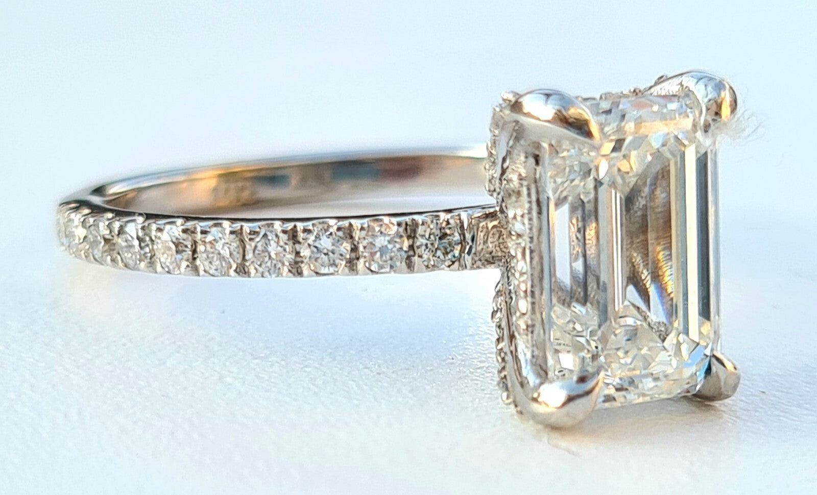 2.37 Carat Emerald Cut Diamond Engagement Ring IGI Certified Lab Grown 14k