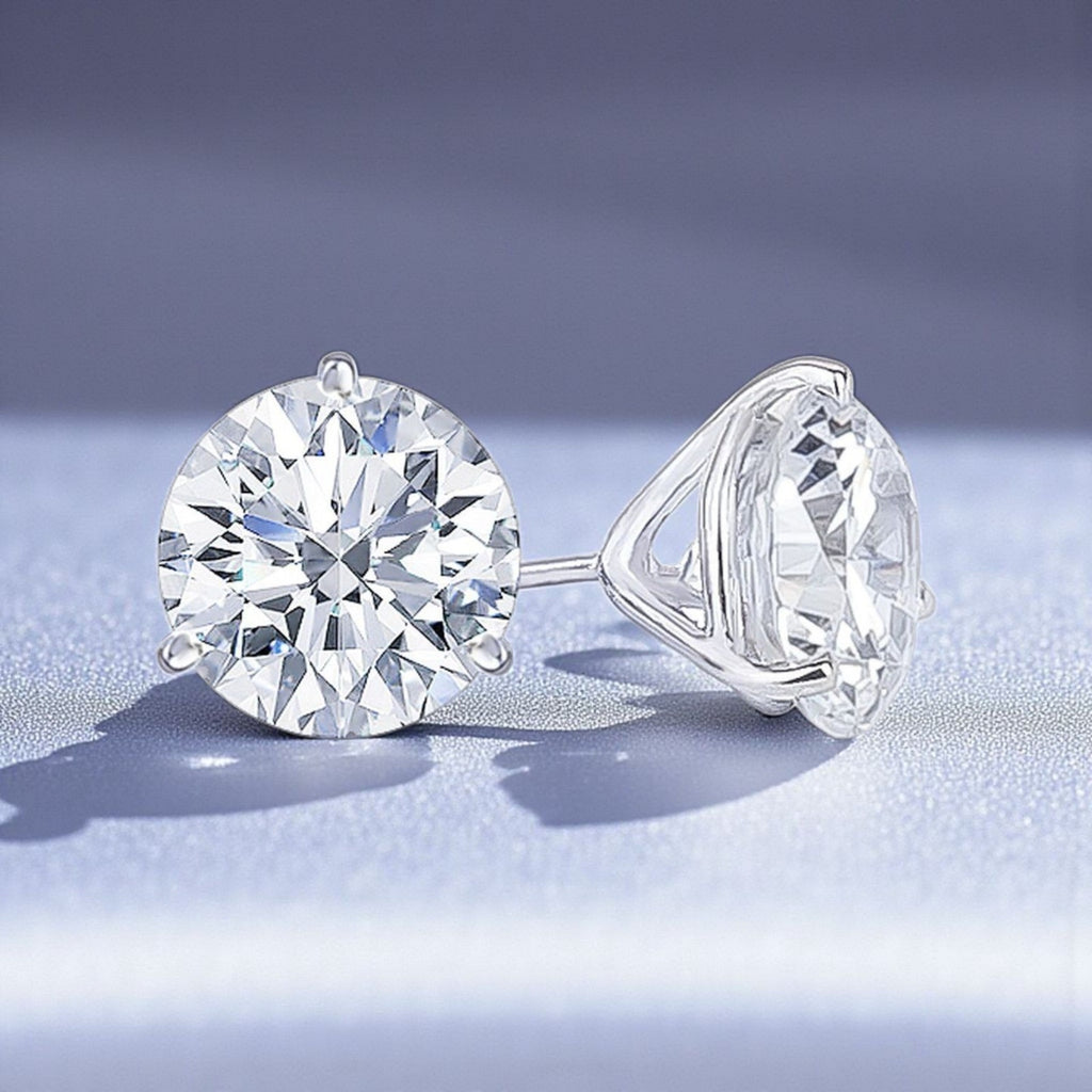 2 Ct Round Cut D/F VVS-VS Lab Grown Diamond Stud Earrings 14k Gold Screw Back