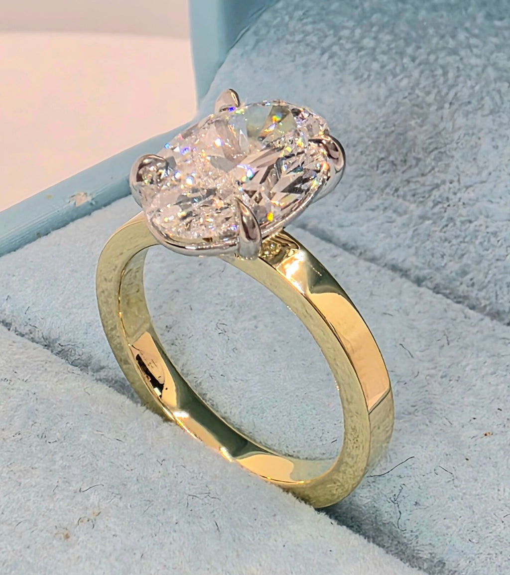 5.00 Ct D VS1 Round Solitaire Oval Lab Grown Diamond Ring IGI Certified 18k