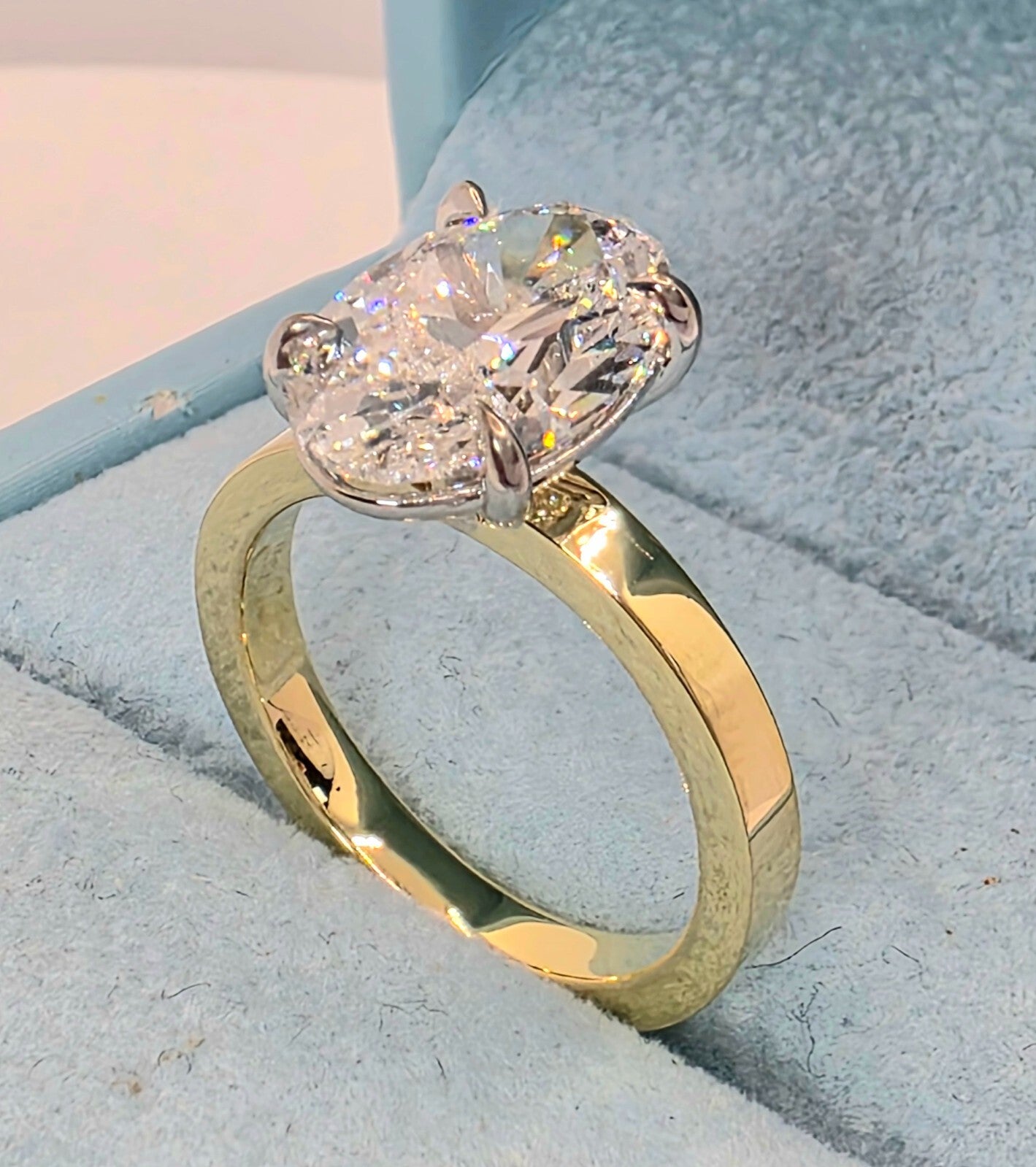 5.00 Ct D VS1 Round Solitaire Oval Lab Grown Diamond Ring IGI Certified 18k