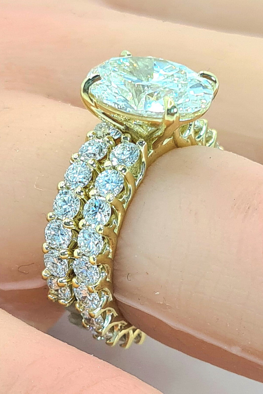 5.68 Ct E VS1 Lab Grown Diamond Engagement Ring With Band IGI Certified Diamond