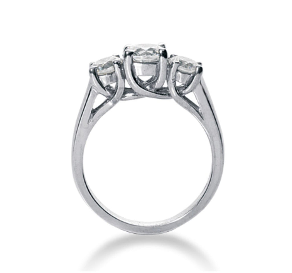 2.50 Carat Round Diamond Three 3 Stone Ring IGI Certified Lab Grown Platinum